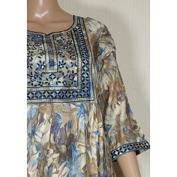 Zaaraq By Deecee Modal Printed Embroidery Single-piece Kurti - Stylish & Comfortable Women's Wear