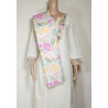 White Cream Indian Chikan Work Designer Kurti with Printed Dupatta by Zaaraq - Elegant & Timeless