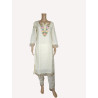 White Cream Indian Chikan Work Designer Kurti with Printed Dupatta by Zaaraq - Elegant & Timeless