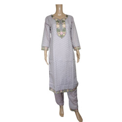 Pink Swan Indian Chikan Work Designer Kurti with Printed Dupatta - Elegant & Graceful