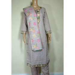 Pink Swan Indian Chikan Work Designer Kurti with Printed Dupatta - Elegant & Graceful