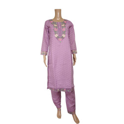 Lilac Indian Chikan Work Designer Kurti with Printed Dupatta - Elegant & Timeless