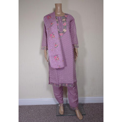 Lilac Indian Chikan Work Designer Kurti with Printed Dupatta - Elegant & Timeless