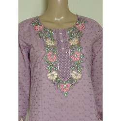 Lilac Indian Chikan Work Designer Kurti with Printed Dupatta - Elegant & Timeless