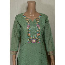 Indian Chikan Work Designer Kurti with Printed Dupatta - Elegant & Traditional.