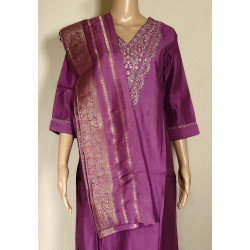 "Light Purple Kurti Set with Bottom and Dupatta - Stylish Ethnic Wear"