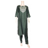 "Elegant Dark Green Kurti Set with Bottom and Dupatta - Perfect Ethnic Wear"