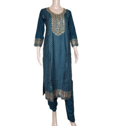 Royal Touch By Blue Hills Rayon Foil Printed Kurti With Bottom Dupatta Green