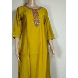 Indian Chikan Work Designer Kurti with Printed Dupatta - Elegant & Traditional