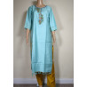 Indian Chikan Work Designer Kurti with Printed Dupatta - Elegant & Traditional