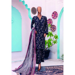 Bin Saeed Stitched 3 Piece Printed Lawn-Black