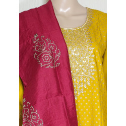 Combo Offer Blue Hills Rayon Foil Printed Kurti With Bottom Dupatta only @34.95 (Size M)