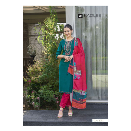 Combo Deal kadlee Viscose Weaving Embroidery Kurti With Bottom Dupatta only 34.99 (SIZE M)