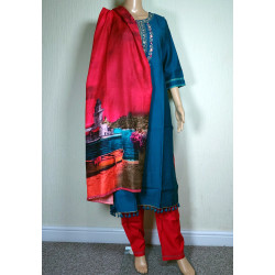 Combo Deal kadlee Viscose Weaving Embroidery Kurti With Bottom Dupatta only 34.99 (SIZE L)